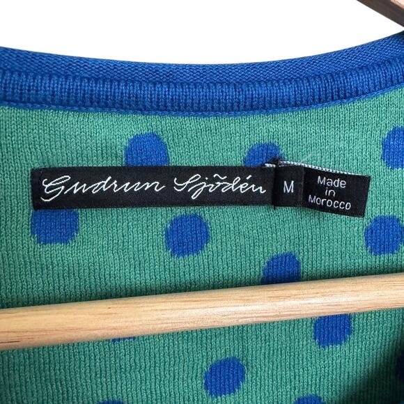 Gudrun Sjodén Dotted Organic Cotton Cardigan Sweater in Sapphire Blue Size M - Picture 6 of 7